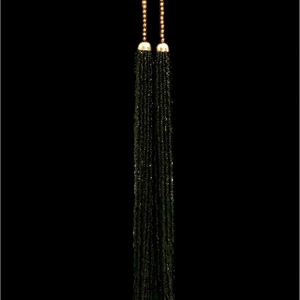 Chic Black and Gold Tassel Necklace